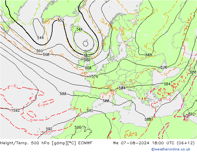 Z500/Regen(+SLP)/Z850 ECMWF wo 07.08.2024 18 UTC