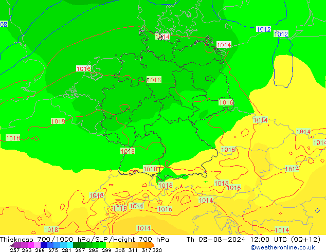 Thck 700-1000 hPa ECMWF 星期四 08.08.2024 12 UTC