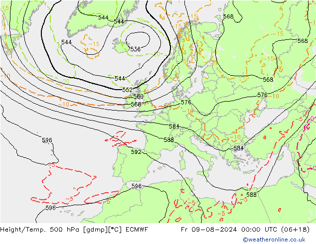 Z500/Rain (+SLP)/Z850 ECMWF 星期五 09.08.2024 00 UTC