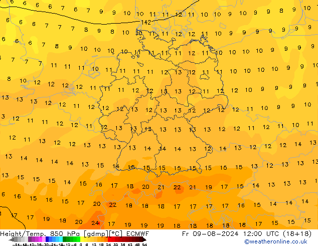 Z500/Regen(+SLP)/Z850 ECMWF vr 09.08.2024 12 UTC