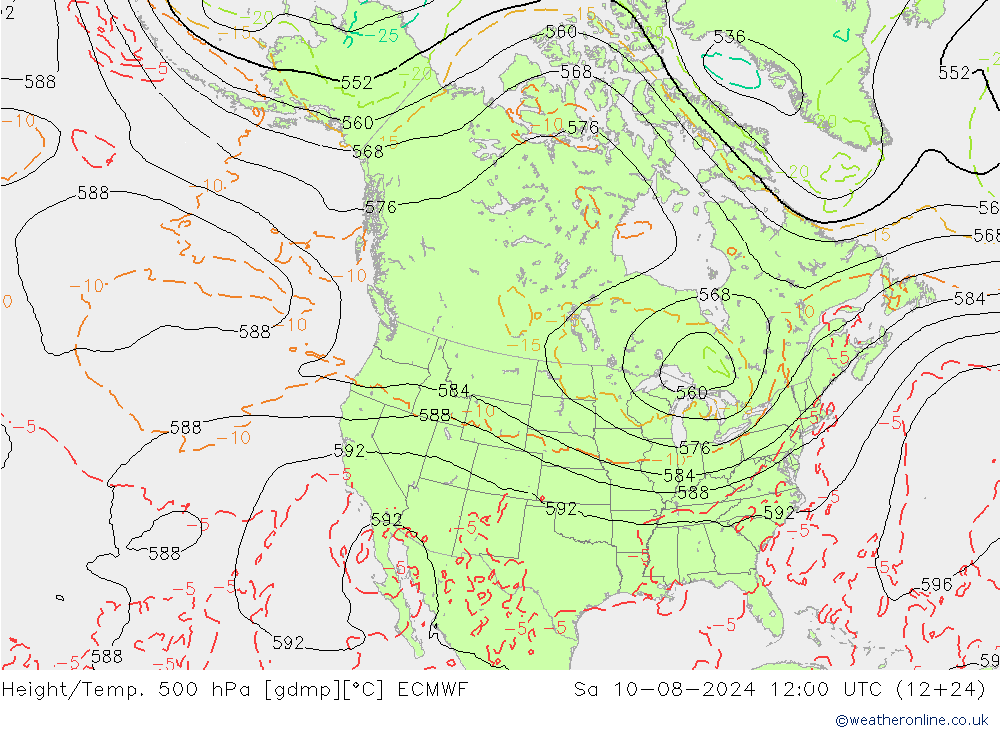 Z500/Regen(+SLP)/Z850 ECMWF za 10.08.2024 12 UTC