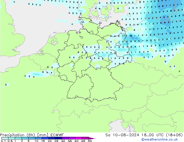 Z500/Rain (+SLP)/Z850 ECMWF 星期六 10.08.2024 00 UTC