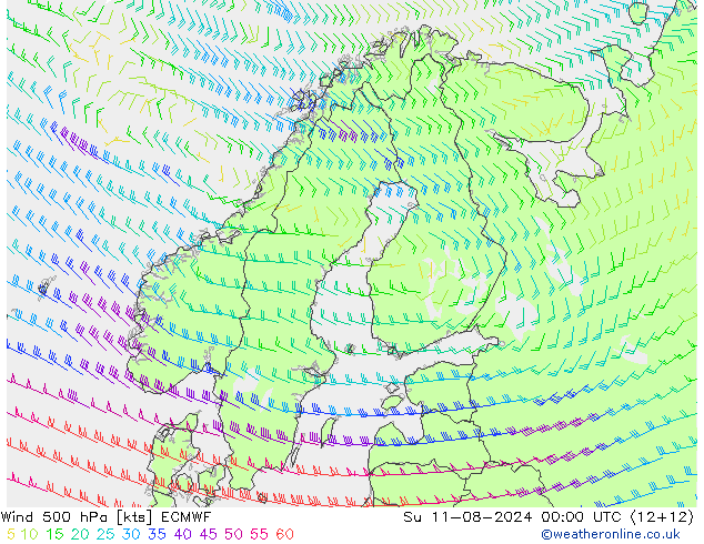 Wind 500 hPa ECMWF zo 11.08.2024 00 UTC