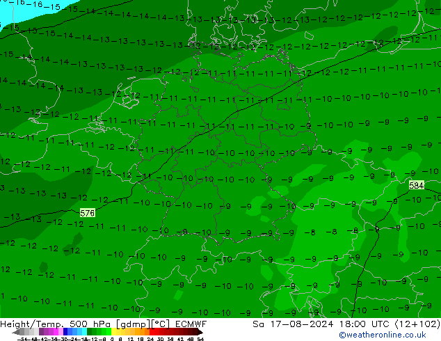 Z500/Rain (+SLP)/Z850 ECMWF 星期六 17.08.2024 18 UTC