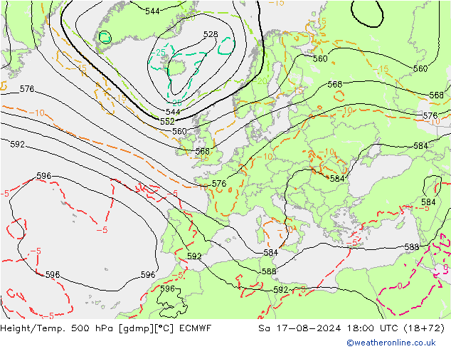 Z500/Regen(+SLP)/Z850 ECMWF za 17.08.2024 18 UTC