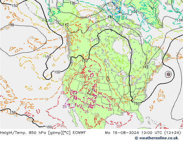 Z500/Rain (+SLP)/Z850 ECMWF 星期一 19.08.2024 12 UTC