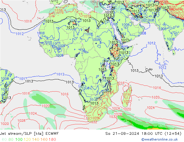 Prąd strumieniowy ECMWF so. 21.09.2024 18 UTC