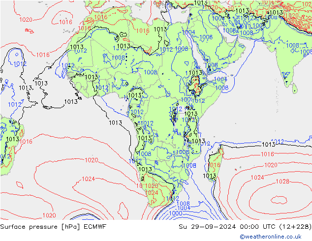 приземное давление ECMWF Вс 29.09.2024 00 UTC