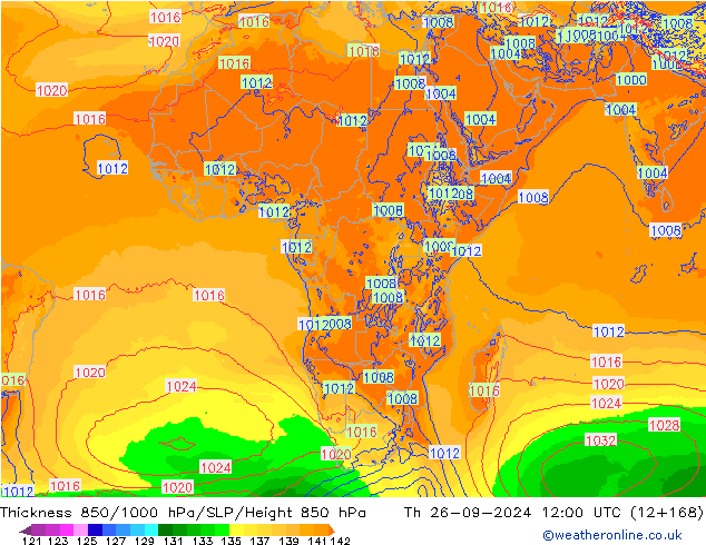 Schichtdicke 850-1000 hPa ECMWF Do 26.09.2024 12 UTC