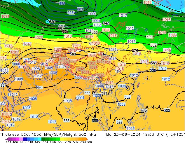 Thck 500-1000hPa ECMWF Po 23.09.2024 18 UTC