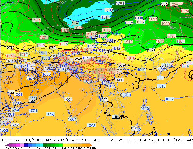 Thck 500-1000hPa ECMWF We 25.09.2024 12 UTC