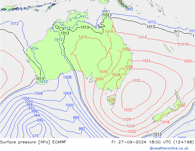 Surface pressure ECMWF Fr 27.09.2024 18 UTC