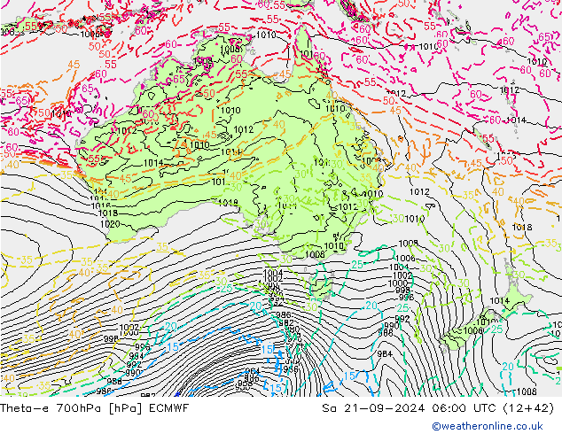 Theta-e 700hPa ECMWF sab 21.09.2024 06 UTC