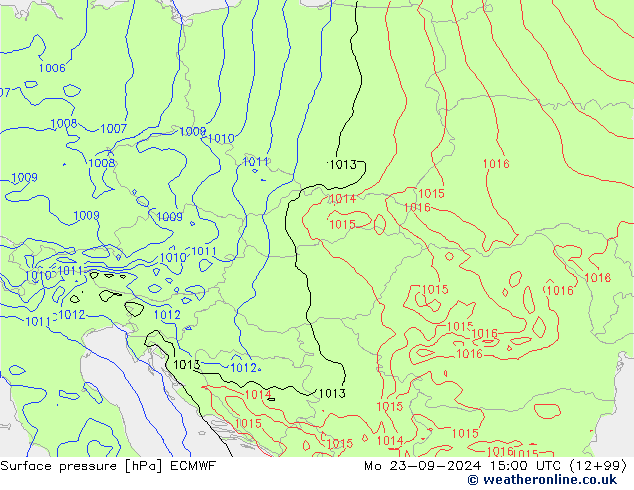 Atmosférický tlak ECMWF Po 23.09.2024 15 UTC