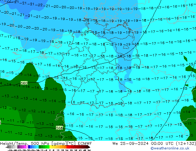 Z500/Rain (+SLP)/Z850 ECMWF śro. 25.09.2024 00 UTC