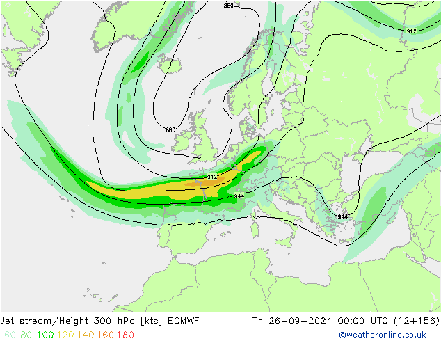 Jet stream/Height 300 hPa ECMWF Th 26.09.2024 00 UTC