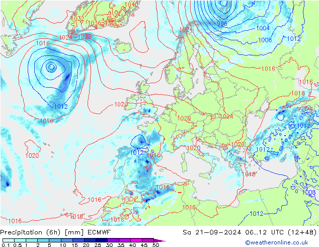 Z500/Rain (+SLP)/Z850 ECMWF Sa 21.09.2024 12 UTC