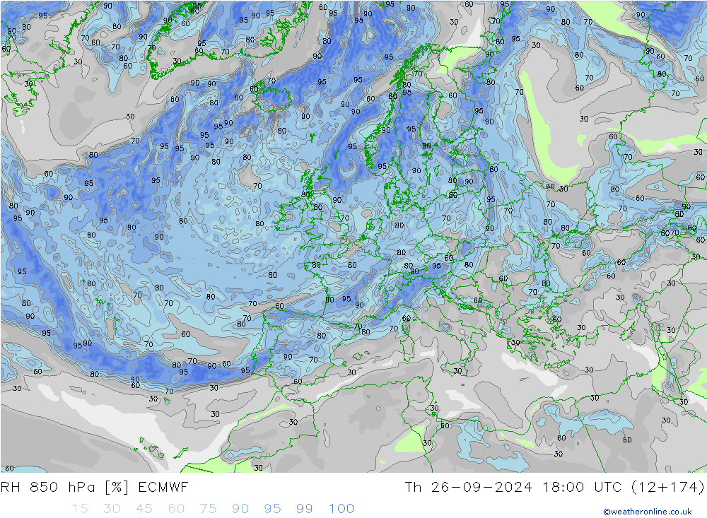 850 hPa Nispi Nem ECMWF Per 26.09.2024 18 UTC