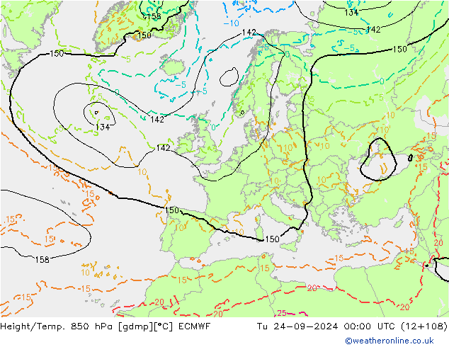 Yükseklik/Sıc. 850 hPa ECMWF Sa 24.09.2024 00 UTC