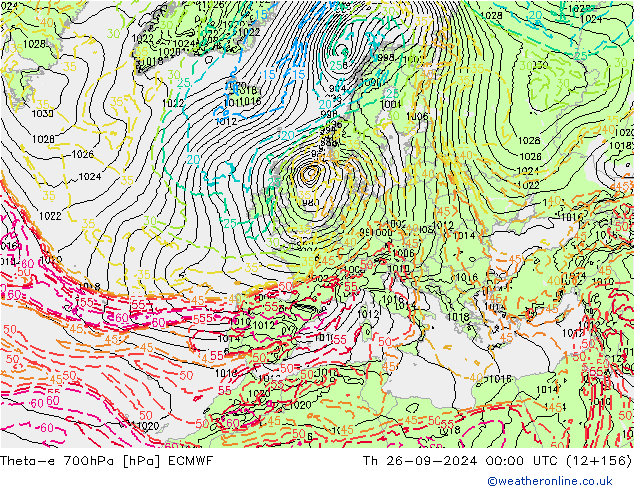 Theta-e 700hPa ECMWF Th 26.09.2024 00 UTC