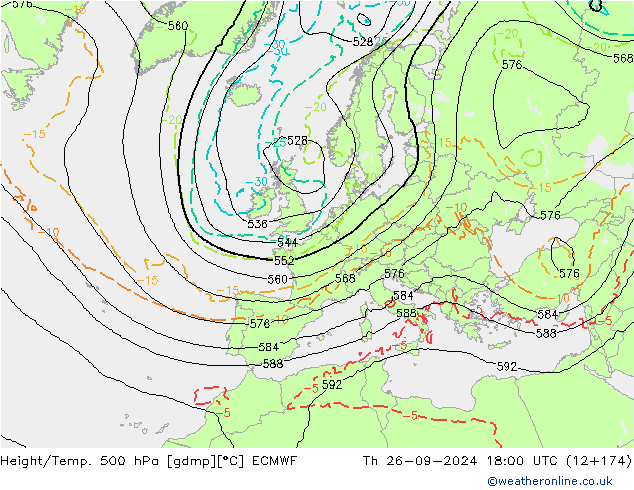 Z500/Rain (+SLP)/Z850 ECMWF Th 26.09.2024 18 UTC