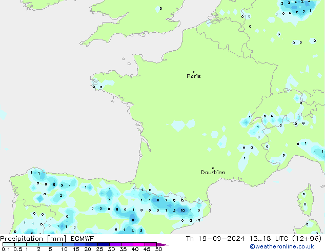 Precipitation ECMWF Th 19.09.2024 18 UTC