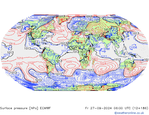 Bodendruck ECMWF Fr 27.09.2024 06 UTC