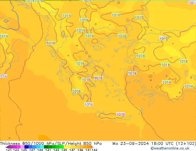 Thck 850-1000 hPa ECMWF Po 23.09.2024 18 UTC
