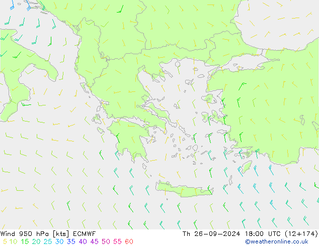 Rüzgar 950 hPa ECMWF Per 26.09.2024 18 UTC