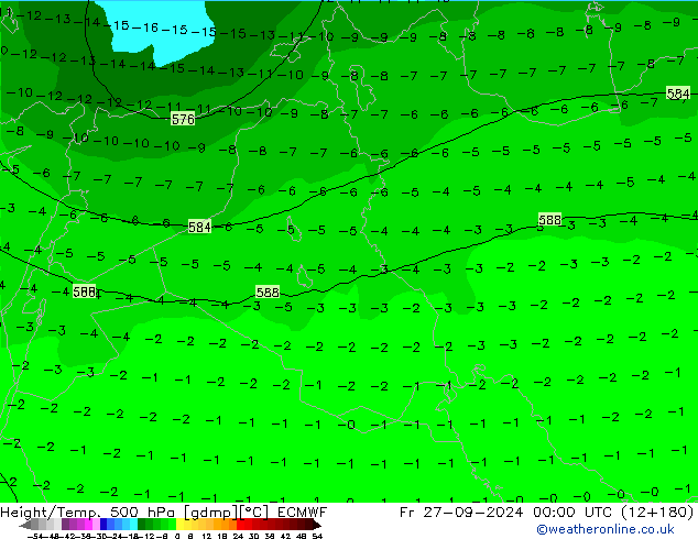 Z500/Rain (+SLP)/Z850 ECMWF Fr 27.09.2024 00 UTC