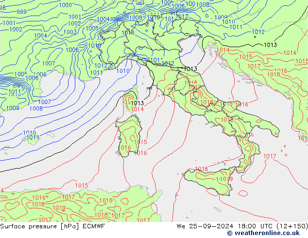 приземное давление ECMWF ср 25.09.2024 18 UTC