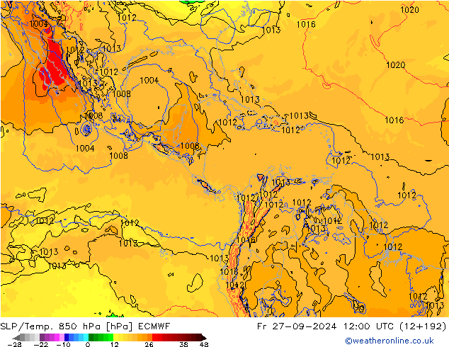 SLP/Temp. 850 hPa ECMWF Fr 27.09.2024 12 UTC