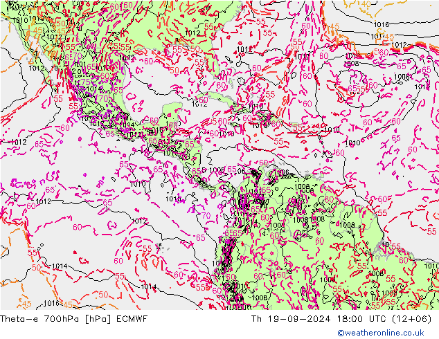 Theta-e 700гПа ECMWF чт 19.09.2024 18 UTC