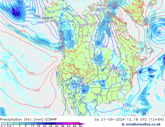 Z500/Rain (+SLP)/Z850 ECMWF Sáb 21.09.2024 18 UTC