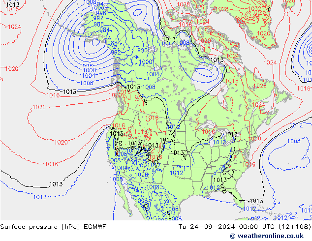 Surface pressure ECMWF Tu 24.09.2024 00 UTC