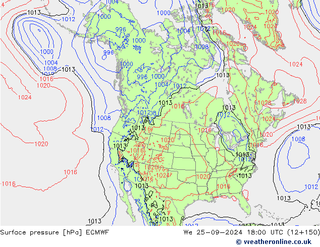 pressão do solo ECMWF Qua 25.09.2024 18 UTC