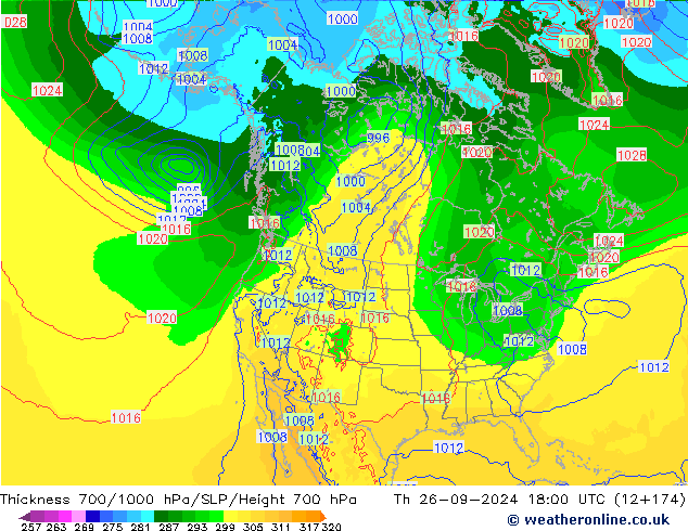 Thck 700-1000 hPa ECMWF  26.09.2024 18 UTC