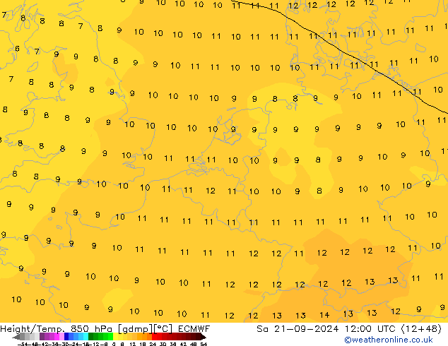 Z500/Rain (+SLP)/Z850 ECMWF sam 21.09.2024 12 UTC