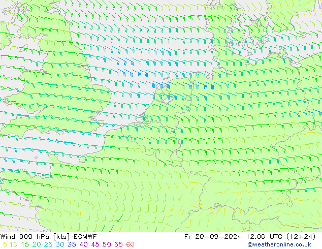 Wind 900 hPa ECMWF Fr 20.09.2024 12 UTC