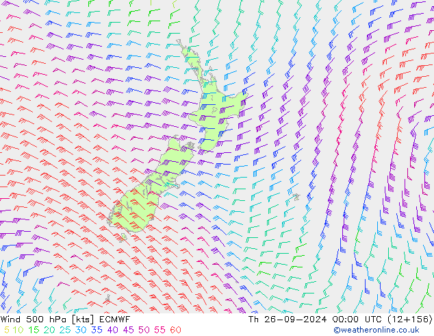 Wind 500 hPa ECMWF Do 26.09.2024 00 UTC