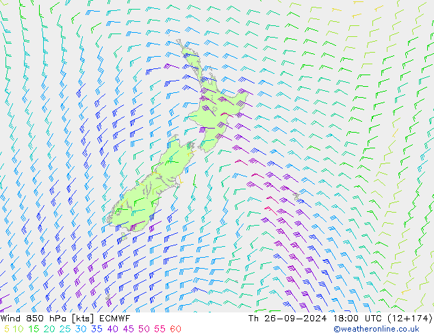 Vento 850 hPa ECMWF Qui 26.09.2024 18 UTC