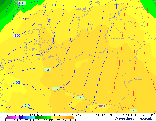 Thck 850-1000 hPa ECMWF Tu 24.09.2024 00 UTC