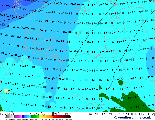 Z500/Rain (+SLP)/Z850 ECMWF Mi 25.09.2024 00 UTC