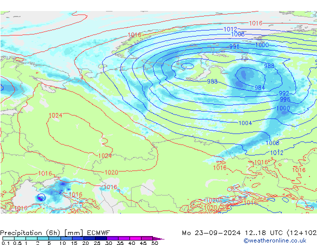 Yağış (6h) ECMWF Pzt 23.09.2024 18 UTC