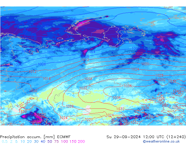 Precipitation accum. ECMWF Ne 29.09.2024 12 UTC