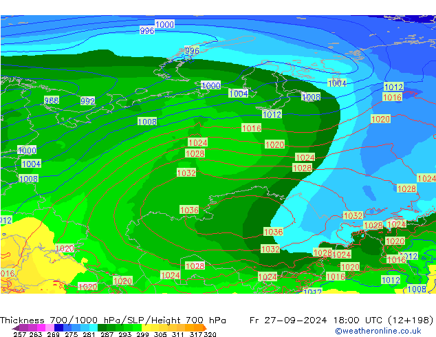 700-1000 hPa Kalınlığı ECMWF Cu 27.09.2024 18 UTC