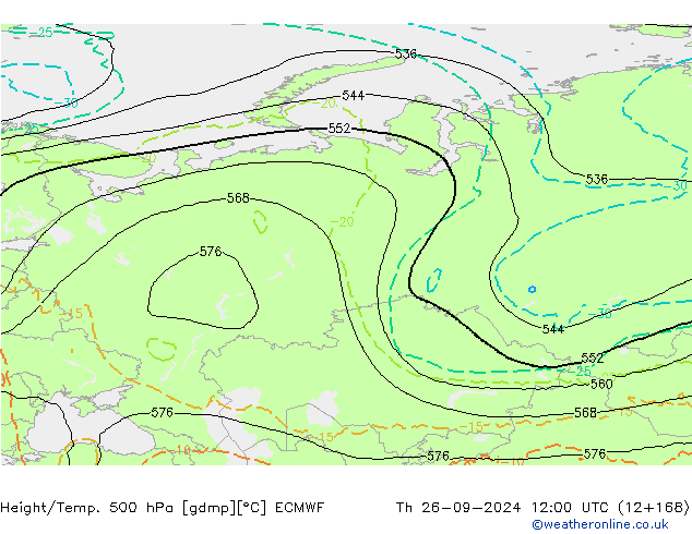 Height/Temp. 500 hPa ECMWF Th 26.09.2024 12 UTC