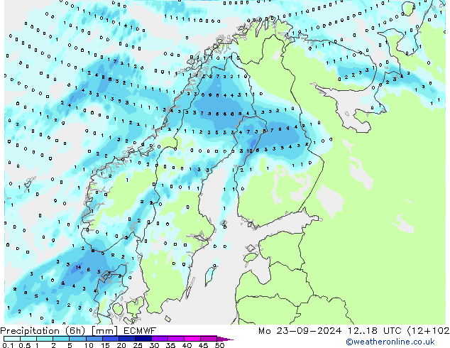 Z500/Rain (+SLP)/Z850 ECMWF Mo 23.09.2024 18 UTC