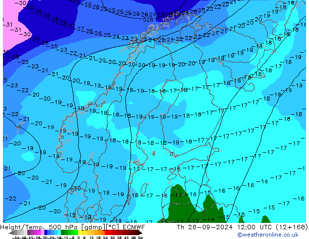 Z500/Rain (+SLP)/Z850 ECMWF Th 26.09.2024 12 UTC