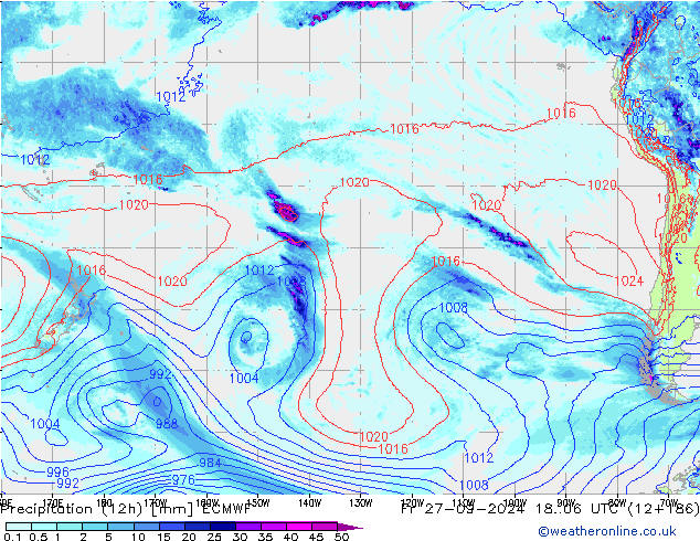 Precipitazione (12h) ECMWF ven 27.09.2024 06 UTC